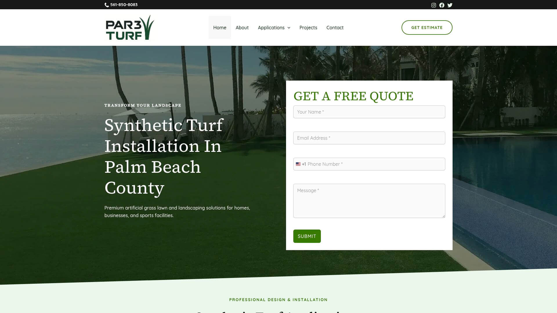 PAR 3 TURF — premium synthetic turf installation for residential commercial and sports applications in South Florida